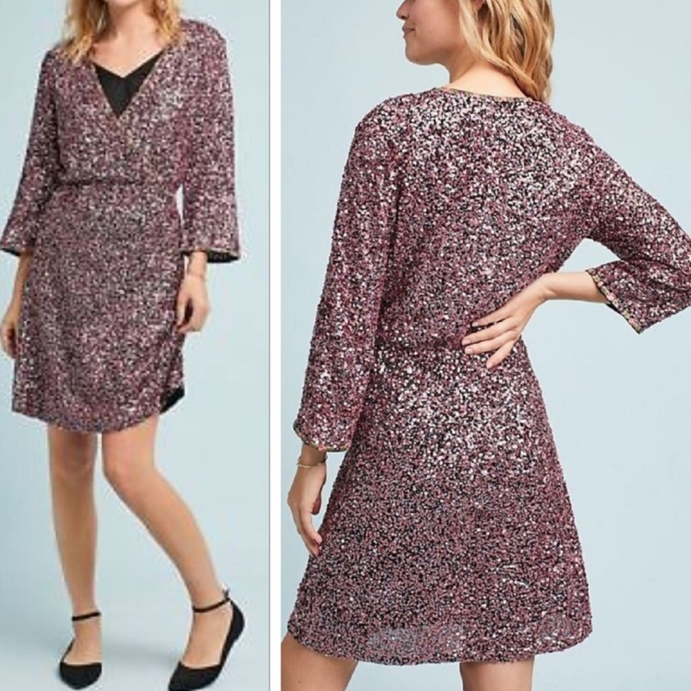 NWT Varun Bahl Purple/ Pink Sequin Midi Dress